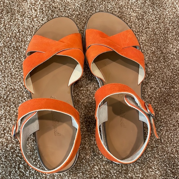 Paul Green sandal Mindy Platform orange suede with gold velcro strap 9… - Picture 2 of 11